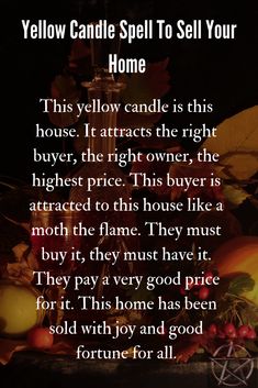 Yellow Candle Magic Spells, Spells For Selling Your House, Sell House Fast Spell, Spells To Sell Your House, Spell To Sell House, House Selling Spell, Spell For Selling A House, Spell To Sell House Fast, Yellow Candle Spell