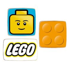 the lego logo is shown in three different colors