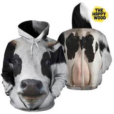 Shipping from the US. Easy 30 day return policy, 100% cotton, Double-needle neck, sleeves and hem; Roomy Unisex Fit. Cow Cosplay, Cow Hoodie, Dairy Cow, Cow Face, Dads Clothes, Cows Funny, Dairy Cows, Cut Sweatshirts, 3d Hoodie