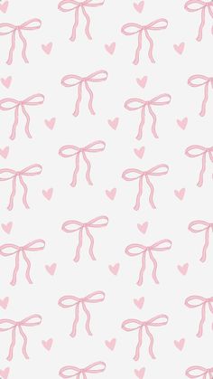 pink bows and hearts on a white background seamless wallpaper with pastel colors