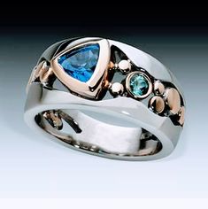 New Fashion Ring Sits Smooth On Finger Two Tone Silver/Gold Color Womens Blue/Green Stones Ring Size 7 River Pebbles, Pebble Ring, Silver Gold Jewelry, Statement Ring Silver, Men's Jewelry Rings, Trendy Jewelry, Jewelry Plate, Bling Bling, Sterling Silber