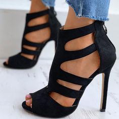 Handcrafted US sizing. Fits true to size. Heel Height: 4.72" / 120 mm approx Product measurements were taken using size 8. Please note that measurements may vary by size. Strappy Stilettos, Womens Stilettos, Stiletto Shoes, Stiletto Sandals, Fabulous Shoes, High Heels Stilettos, Heeled Sandals, Strappy Sandals, Beautiful Shoes