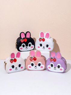 1pc Girls' Cute Mini Crossbody Bag, Kids Adorable Rabbit Printed Casual Pouch, Girl Small Coin Purse, Change Purse, Snack Bag, Travel Daily Use Shoulder Bag Handbag Beige,Black,Pink,Purple,White Cute   Poly Vinyl Chloride Synthetic Material Animal,Cartoon Circle Bag   Kids Bags & Luggage, size features are:Bust: ,Length: ,Sleeve Length: Sweet White Bag Perfect For Gifts, Cute Rectangular Coin Purse For School, Cute White Pouch For Gift, Sweet White Bags As Gift, Cute Multicolor Pouch For Gift, Cute Cartoon Style Bag For Gift, Cute Cartoon Design Bag Gift, Cute Portable Pouch For School, Cute Cartoon Design Bag For Gift