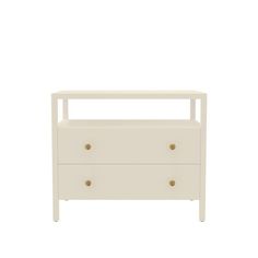 a white dresser with two drawers