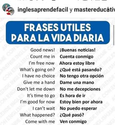 an image of the words in spanish and english