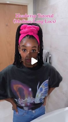 D 🤎 on Instagram: "GOOOOOD MORNING MY LOCD LOVELIES!!!! 💖 • Please enjoy this wrap tutorial and also save it for later 😌  • This is a perfect wrap to try when you want get your locs/braids up and off of your back during the summer months 🫶🏾💕 Will you be trying this style? • Sorry the music is so loud-insta wants to play games 😒 • Shirt: @aelfricedenofficial  Discount code: dnm25  . . . #locs #headwrap #headwraptutorial #braids #naturallocs #dreads #explore #loccommunity #locjourney" Hats And Braids Black Women, Dreads Wrapped In Scarf, How To Wrap Hair In Scarf With Locs, Dreadlock Scarf Styles, How To Tie A Head Wrap With Braids, Slick Back With Locs, Hats Over Locs, How To Curl Locs Without Rollers, Braid Wrap Styles