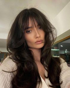 50 Low-Maintenance Wispy Bangs Looks To Try Right Now Butterfly Haircut Bangs, Types Of Bangs For Long Hair, Butterfly Haircut With Bangs, Shaggy Fringe, Aesthetic Dream, Choppy Haircuts, Butterfly Cut, Shaggy Haircuts, Long Dark Hair