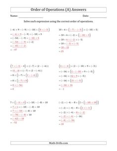 the order of operations worksheet