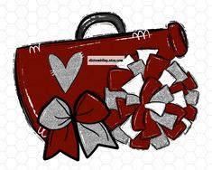 a red purse with bows and hearts on it