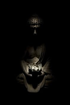 a buddha statue with the words, only the individual can rise to righteousness and awareness