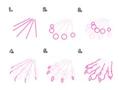 the instructions for how to draw flowers with pencils and markers on white paper, including pink