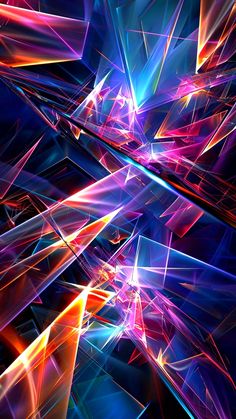 an abstract background with lines and shapes in blue, pink, yellow and orange colors