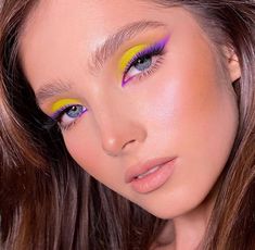 Yellow Eye Makeup, Yellow Eyeshadow, Purple Eyeshadow