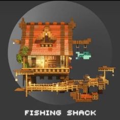 Remodeled Minecraft Village, Minecraft Traveling Cart, Minecraft Costal Village, Fishing Shop Minecraft, Bell Tower Minecraft, Fisherman Hut Minecraft, Acacia Village Ideas Minecraft, Fishing Village Minecraft, Hanging Minecraft House