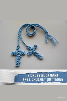 a crocheted bookmark with a cross on it