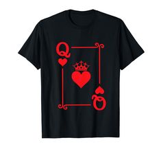 PRICES MAY VARY. This Queen of Hearts design makes a great couples Halloween costume idea or Valentine's Day for a boyfriend or girlfriend or anniversary for your husband or wife. Features large playing card design of a Queen of Hearts card with a crown graphic. Perfect for a Halloween costume party or matching couples Valentine's Day designs! Click the brand link for the King version. Lightweight, Classic fit, Double-needle sleeve and bottom hem Playing Card Costume, Playing Card Design, Queen Halloween Costumes, Queen Of Hearts Card, Card Costume, Couples Halloween Costume, Hearts Card, Queen Of Hearts Costume, Couple Costume