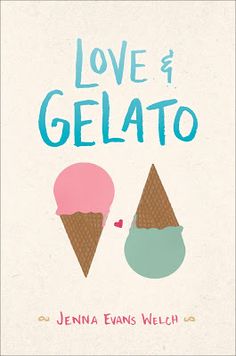 love and gelato book cover with two ice cream cones in the middle, one on top