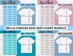 the bella canvas 3001 size chart bundle