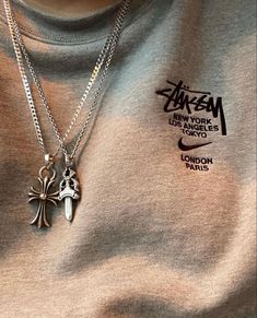 Stussy Necklace, Chrome Aesthetic, Chrome Hearts Necklace, Stussy Crewneck, Stussy Sweatshirt, Nike Stussy, Streetwear Jewelry, Y2k Accessories, Dope Jewelry