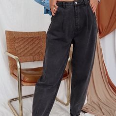 Bnwt Black Boyfriend Jeans With A Slight Balloon Silhouette From 12th Tribe. Black Boyfriend Jeans, Balloon Silhouette, Black Boyfriend, 12th Tribe, Boyfriend Pants, Mom Jeans Outfit, Jean Color, Jeans Outfit, Jean Outfits