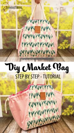 the diy market bag sewing pattern is shown