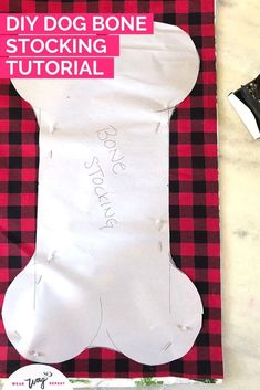 this is an image of a dog bone stocking pattern with the words diy dog bone stocking on it