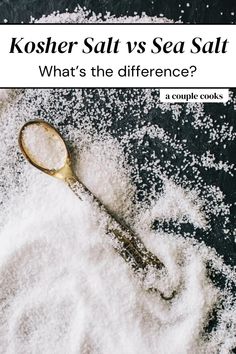 a spoon full of salt sitting on top of a pile of snow