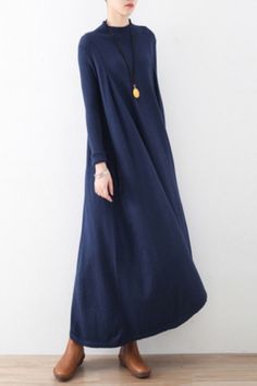 #sweater #maxidress #blue #plussize Maxi Dress With Sweater Over It, Maxi Dress With Sweater, Dress With Sweater Over It, Winter Maxi Dress, Navy Dress Outfits, Winter Maxi, Merino Wool Dress, Maxi Dress Winter, Mock Neck Sweater Dress