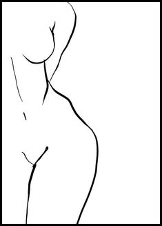 a black and white drawing of a woman's torso