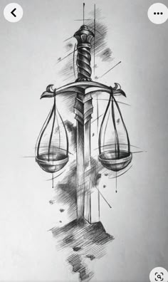 a pencil drawing of a scale balance