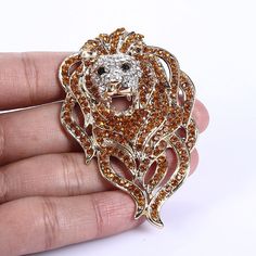 Brooches & Pins, Austrian Crystal Gorgeous Animal Lion Head Brooch - Brown Gold-Tone - CS11P2VISM1  #Brooches #Pins #Accessories #summeroutfits #Clothingmatch Lion Head, Austrian Crystal, Online Jewelry Store, Brown Gold, Online Jewelry, Designing Women, Brooch Pin, Lion, Gold Tones