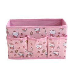 pink hello kitty storage bin with three compartments