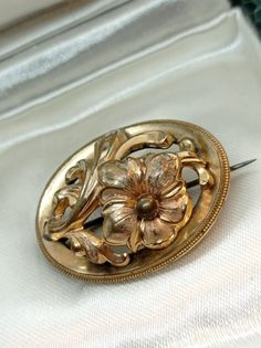 Victorian Brooch, Stone Collection, Pink Stone, Large Flowers, Antique Victorian, Oval Shape, Brooches, Gold Plate, Plating