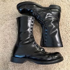 Reposhing This Item I Purchased For Hubby, Wasn't What He Wanted. Questions? Leave A Comment Below. Combat Boots For Men Long, Tactical Abrasion-resistant Leather Boots, Tactical Leather Boots Abrasion-resistant, Black Abrasion-resistant Combat Work Boots, Military Black Boots With Reinforced Toe, Combat Boots Men, Combat Boots, Black Leather, Men's Shoes