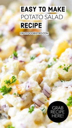 potato salad recipe with text overlay that reads easy to make potato salad