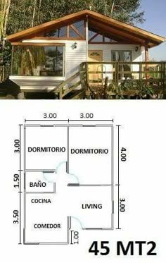 the floor plan for a small cabin with lofts and living quarters, as well as measurements