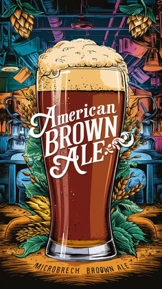 an american brown ale poster with the words american brown ale on it