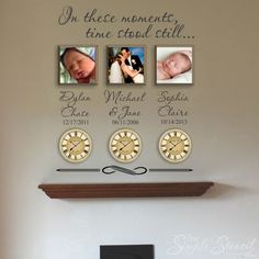 A beautiful way to celebrate the moments in your life that made time stand still... the birth of a child, the day of your marriage, etc.  Add a picture and/or clock next to each event and create a beautiful wall display your family will love. By The Simple Stencil In These Moments Time Stood Still, Wall With Clock, Middle Names, Birth Photos, Date And Time, Time Stood Still, A Moment In Time, Dream House Plans, Important Dates