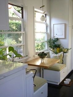 the kitchen is clean and ready to be used as a place for breakfast or dinner