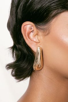 Materials 18k Gold Plated, Zinc Length 1.92" Width 0.77" Closure Post Raindrop Earrings, Metal Drop, Back Necklace, Gold Statement Earrings, Chain Anklet, Silver Drop Earrings, Metal Earrings, Gold Drop Earrings, Dream Jewelry