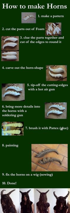 the instructions for how to make horns with long hair and dreadlocks on them