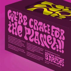 a purple box with the words web crate for the planet written in pink and yellow