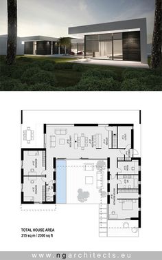 the floor plan for this modern house is very large and has lots of space to put in