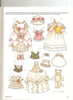 the paper doll has many different clothes and accessories