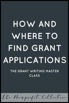 a black and white book cover with the words how and where to find grant application