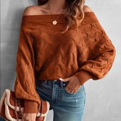 Bishop Sleeve Crop Top, Thrift Inspiration, Batwing Sleeve Sweater, Pullover Outfit, Textured Sweater, Women Sweaters, Long Sleeve Pullover Sweater, Professional Dresses