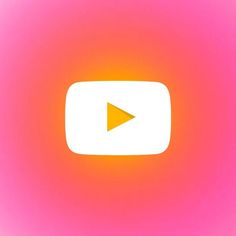 an orange and pink background with a white play button