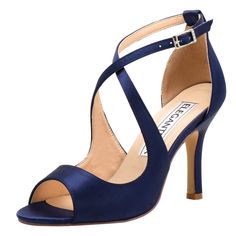 PRICES MAY VARY. 3.5 inch heels navy blue wedding sandals for bride Stiletto strappy dress bridal sandals for wedding bride Easy on and off , prom dress sandals with adjustable buckled straps for lady girls bridesmaids Open toe woman sandals for bride ,bridesmaids Fit for Wedding, Evening Party, Prom, Cocktail Party, Graduation, homecoming and any other Special Occasions. Sexy high heels sandals for pretty ladies, offers multi colors to choose, and the criss-cross design make the shoes more fash Blue Wedding Sandals, Wedding Sandals For Bride, Navy Blue Wedding Shoes, Navy Blue Formal Dress, Blue Dress Shoes, Navy Blue Sandals, Prom Dress Shoes, Blue Dress Formal, Bridal Sandals