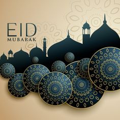 an intricately designed greeting card for eid mubarak