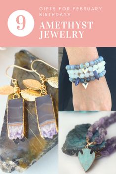 Amethyst Jewelry: February Birthday Girl — The Two Hand Exchange Tiffany Bracelets, February Birthday, Amethyst Point, Boho Girl, Amethyst Jewelry, Etsy Favorites, Jade Beads, Amethyst Stone, Amethyst Gemstone